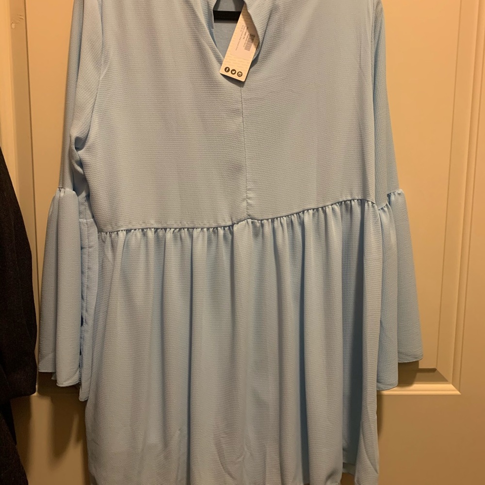 Petite crochet detail smock dress